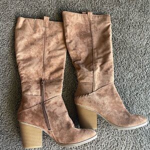 Balenciaga Tan Suede Heeled Boots